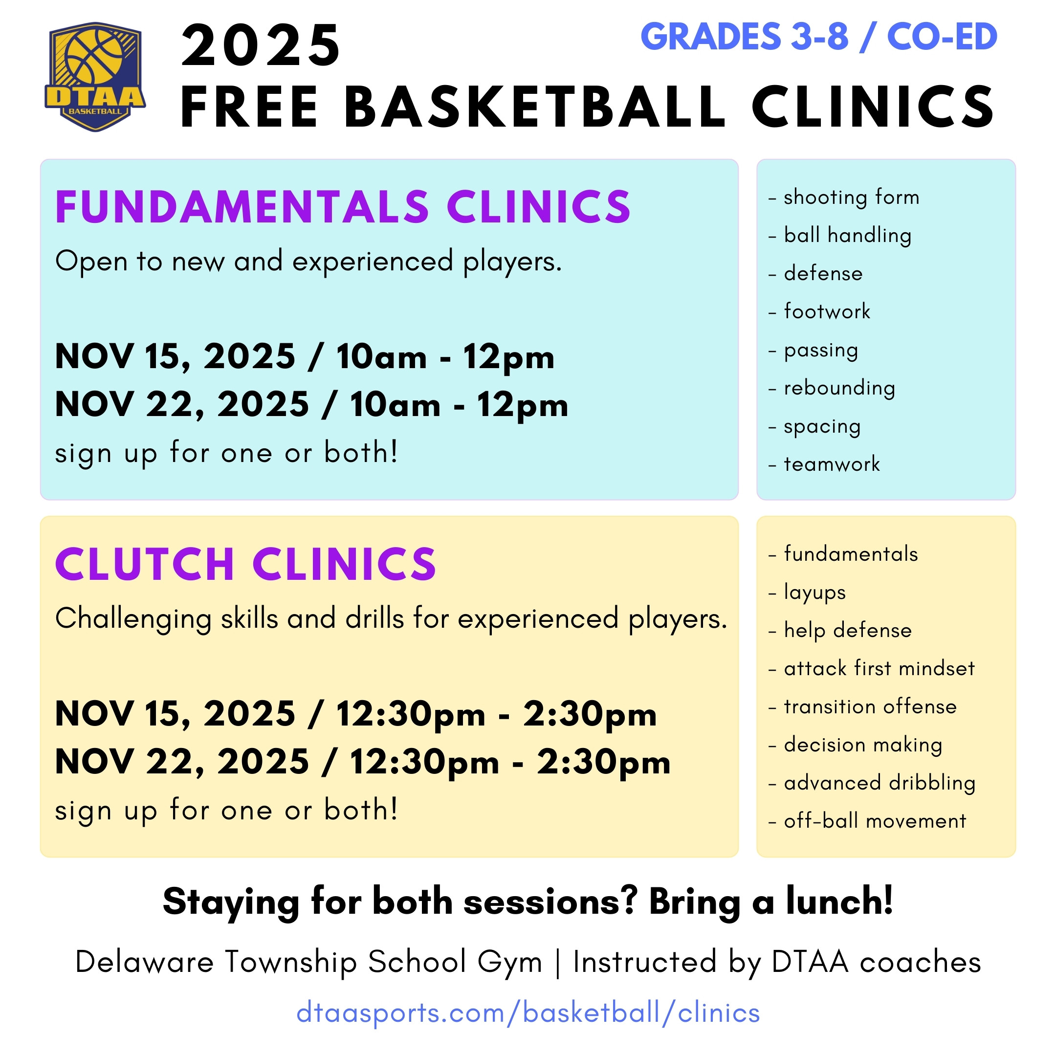 2025 DTAA Basketball Clinics